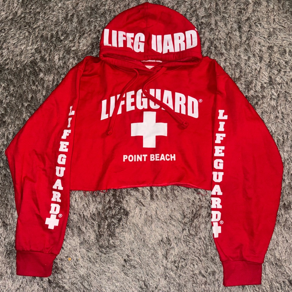 Lifeguard Red Cropped Hoodie